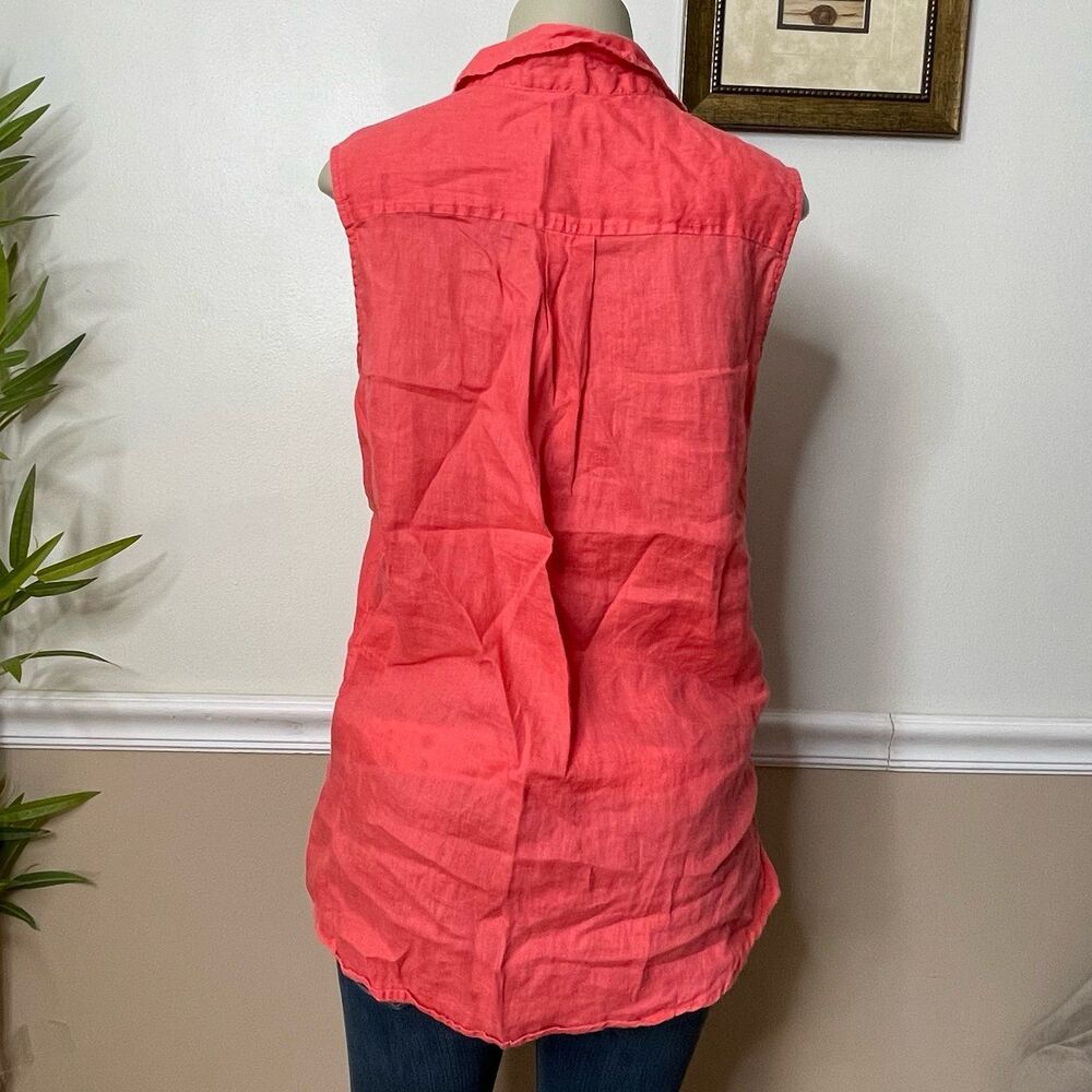 JNY Jones New York Women’s Sleeveless Button Down Linen Blouse Top - Picture 2 of 10